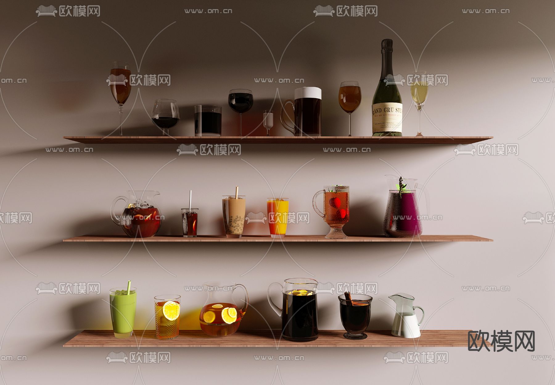 酒水 果汁 饮料 酒杯3d模型下载