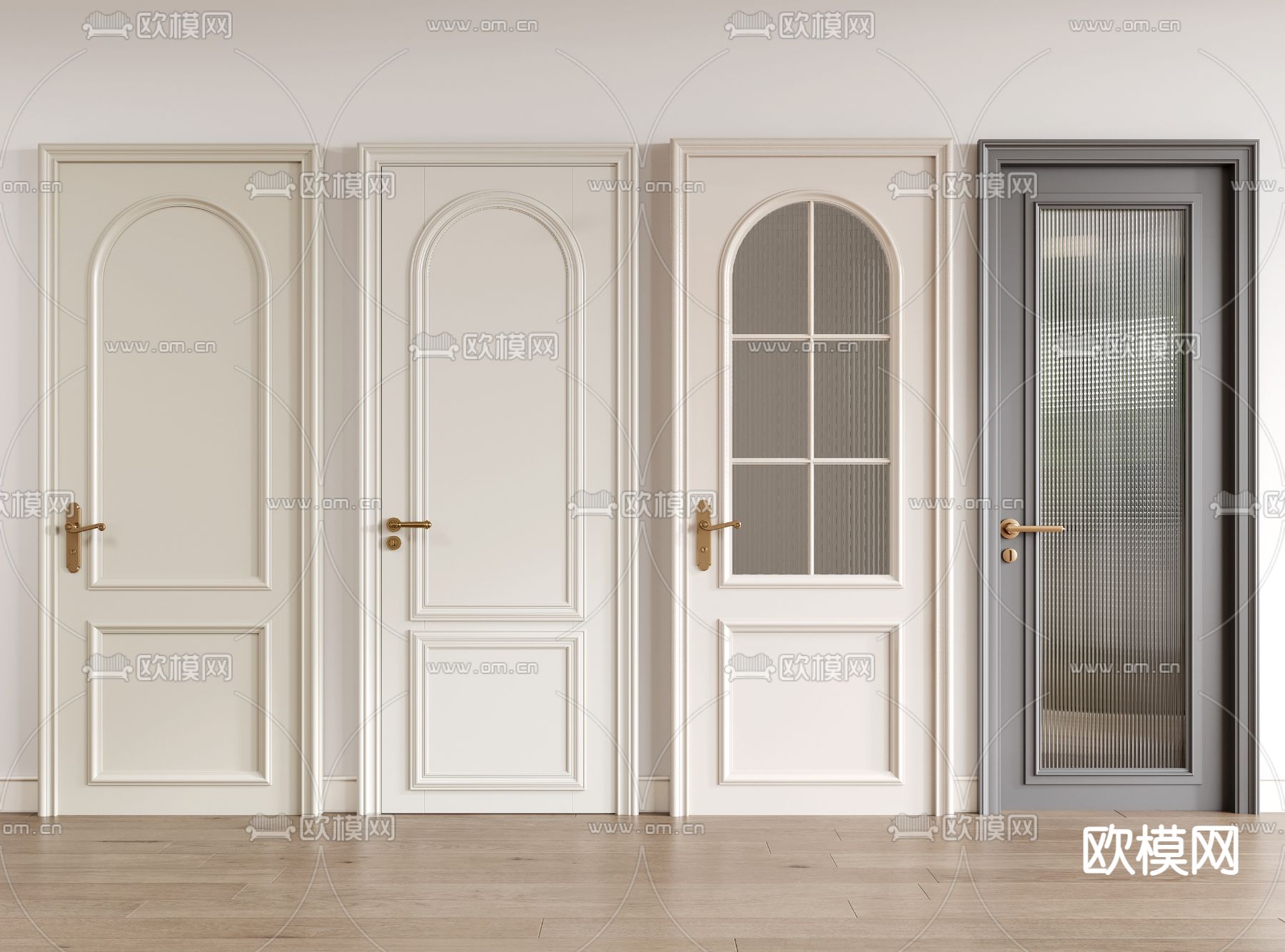 法式单开门 玻璃门 厨卫门su模型下载（渲染图2）