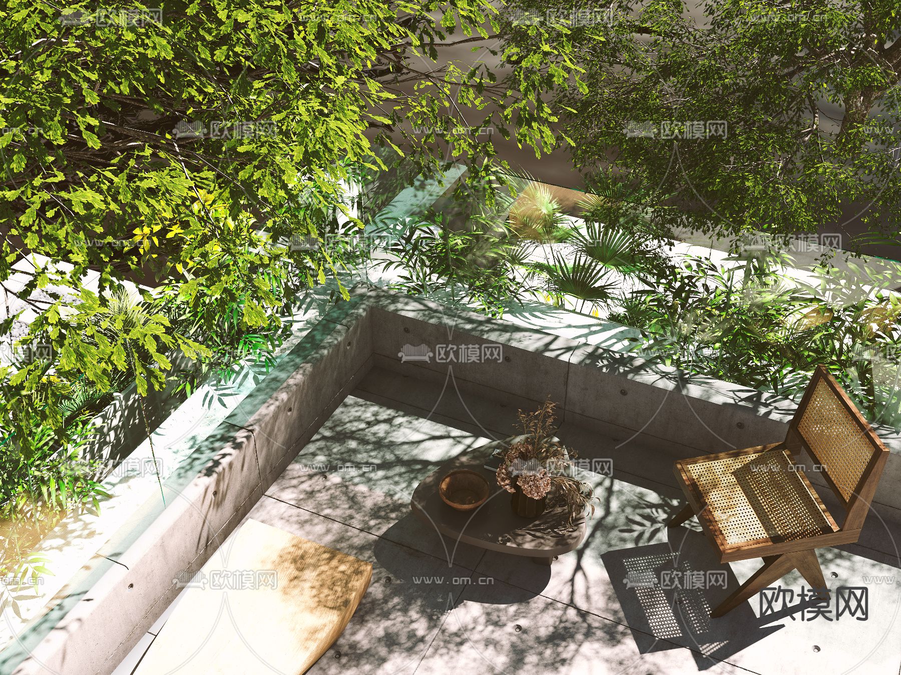 侘寂户外椅 藤编椅3d模型下载