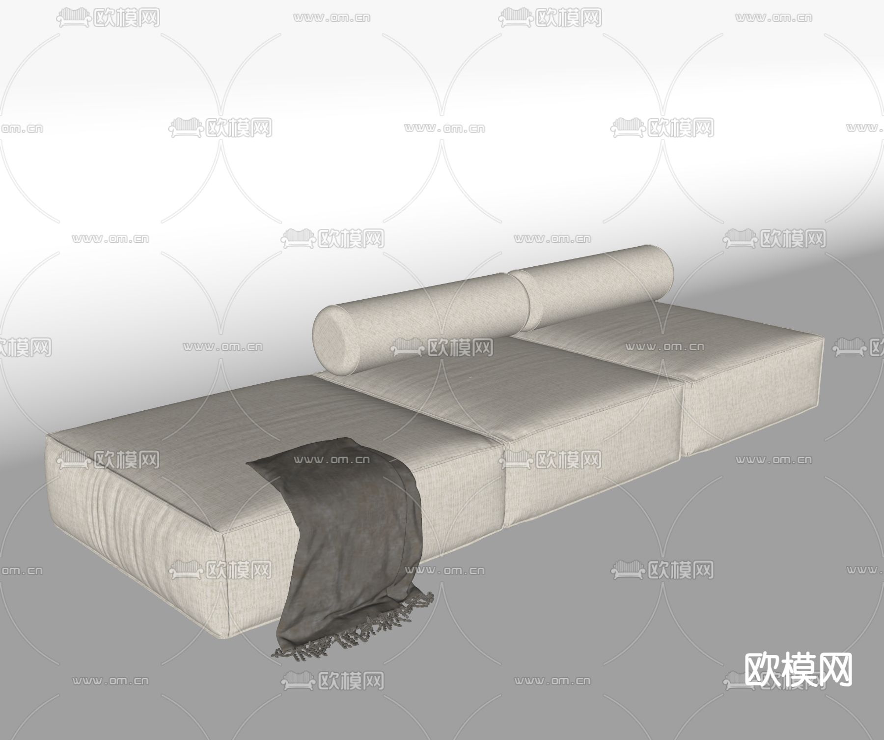 现代多人沙发su模型下载（渲染图1）