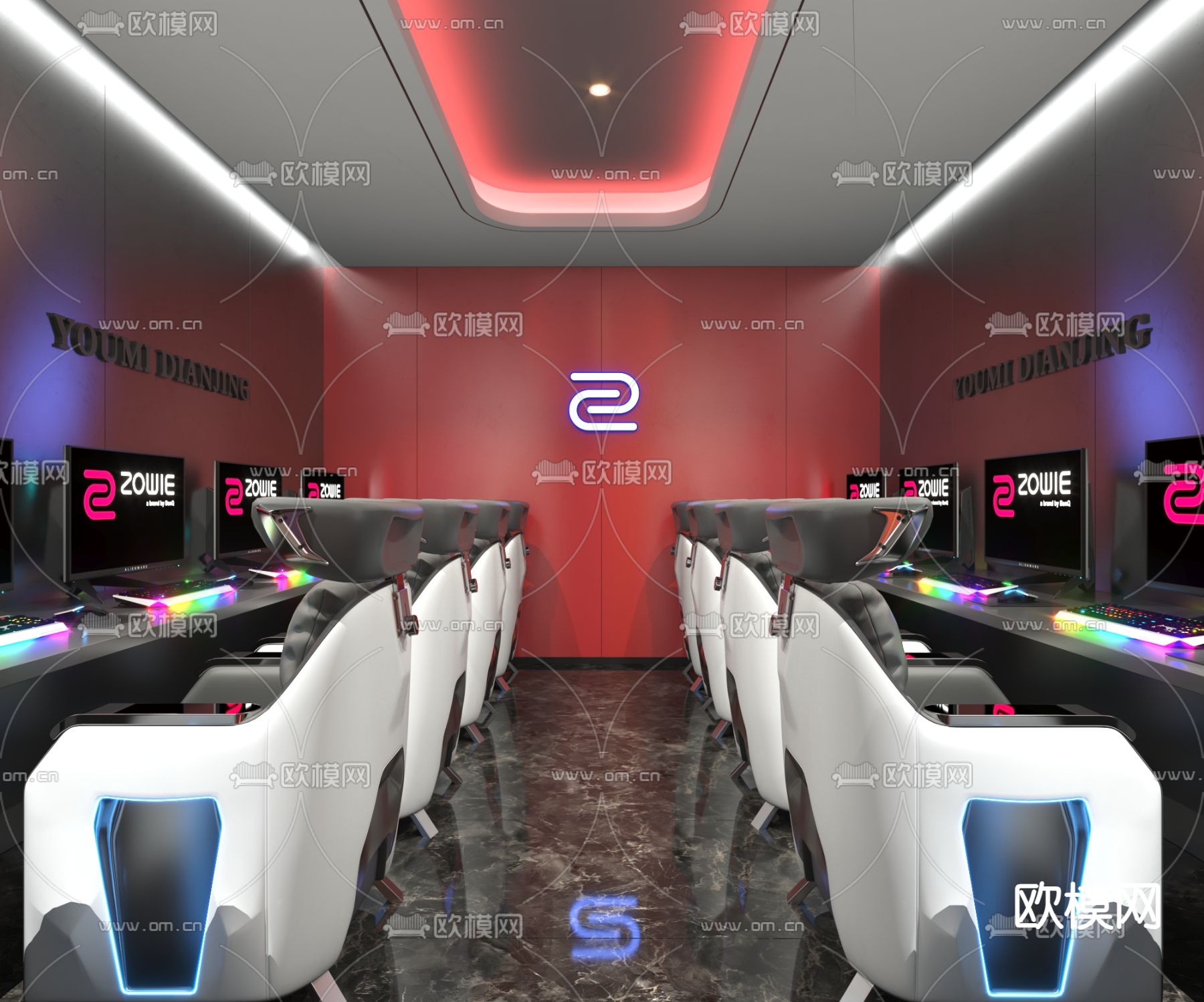 电竞网吧 网咖3d模型下载（渲染图1）