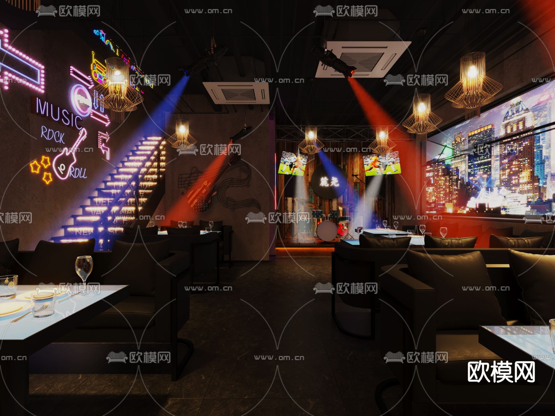 工业风酒吧 酒馆3d模型下载（渲染图2）