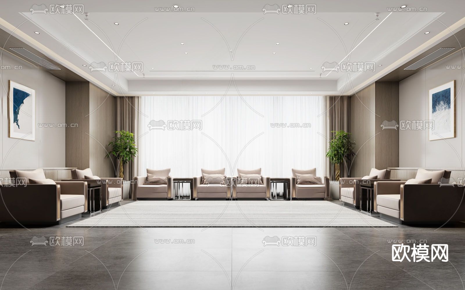 现代接待室 贵宾室su模型下载（渲染图2）