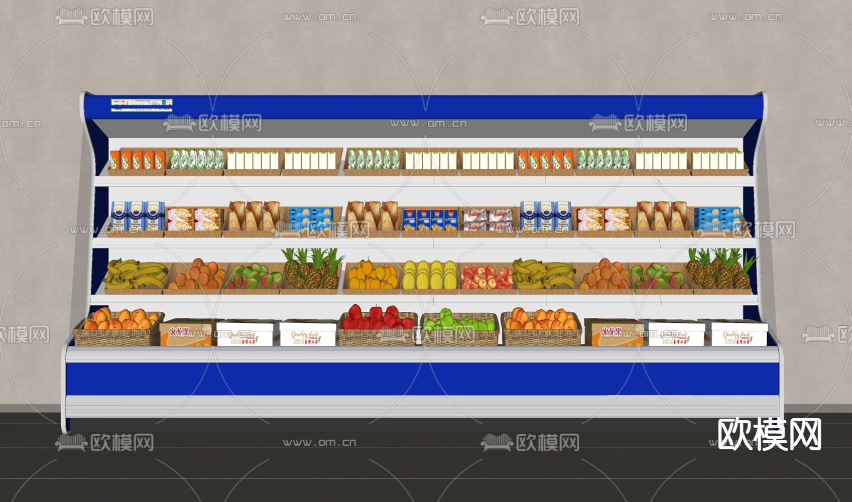 现代冷藏柜 展示柜su模型下载（渲染图1）