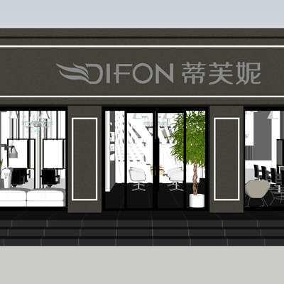  美容美发 理发店铺su模型 