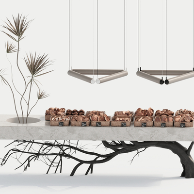  现代甜品 面包台su模型 