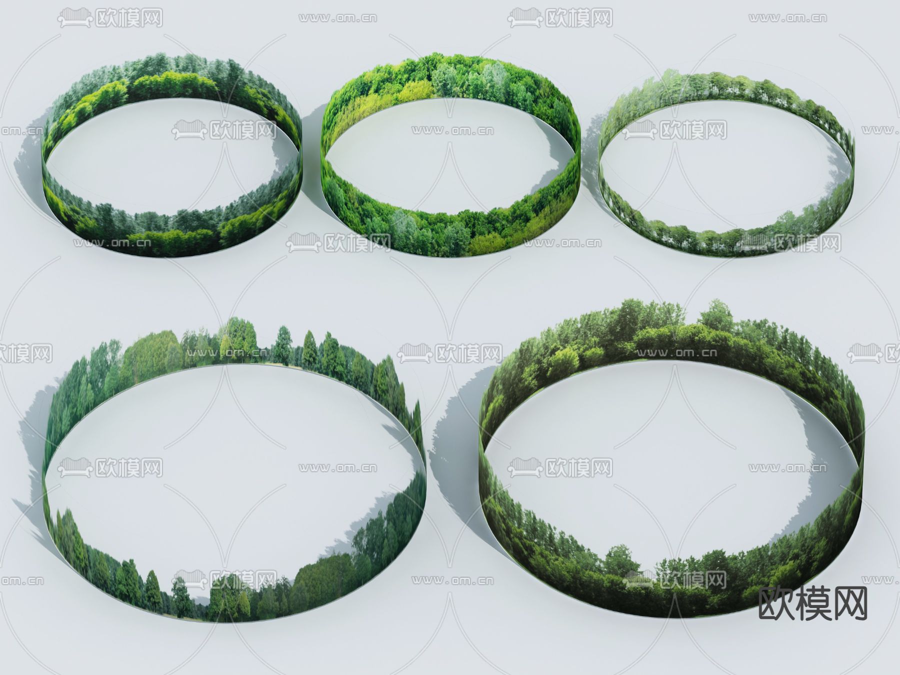 背景树林 球天背景林 远景树林 环形树林3d模型下载