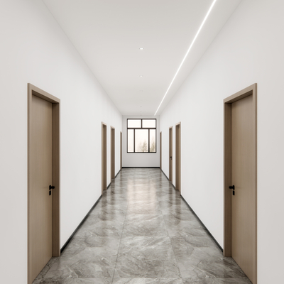  办公区过道 走廊su模型 