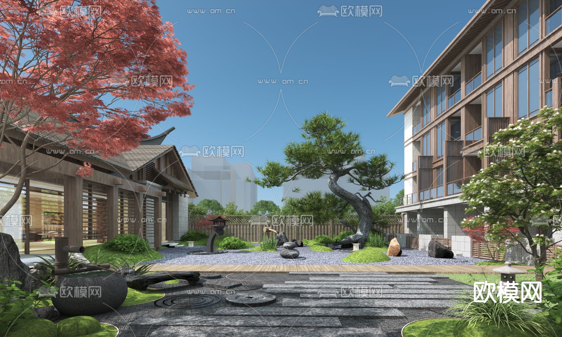 酒店中庭 后花园3d模型下载