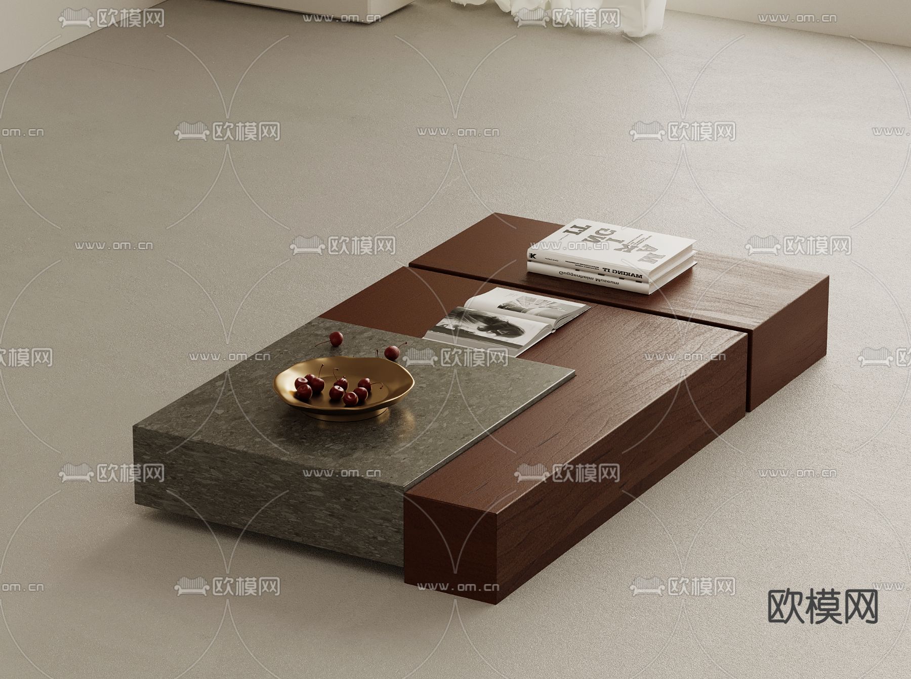 中古风茶几su模型下载（渲染图2）