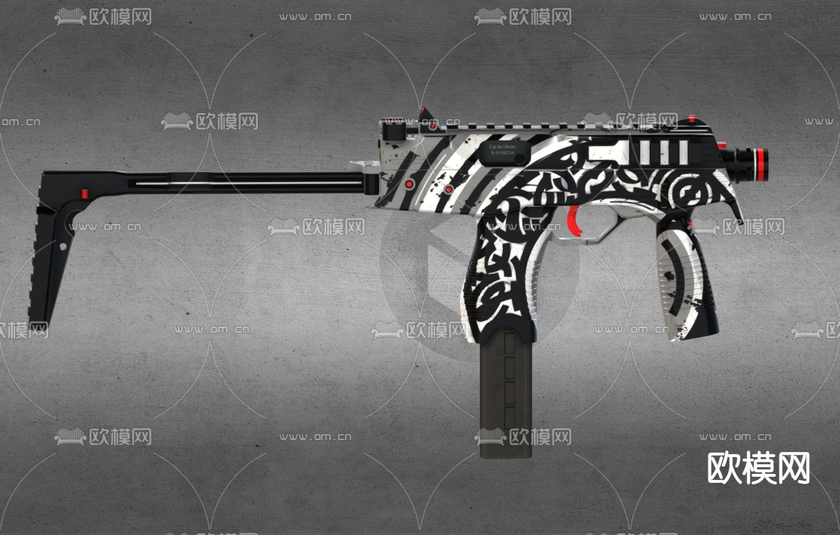 黑白手枪玩具 步枪3d模型下载
