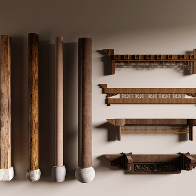  房梁 柱子su模型 