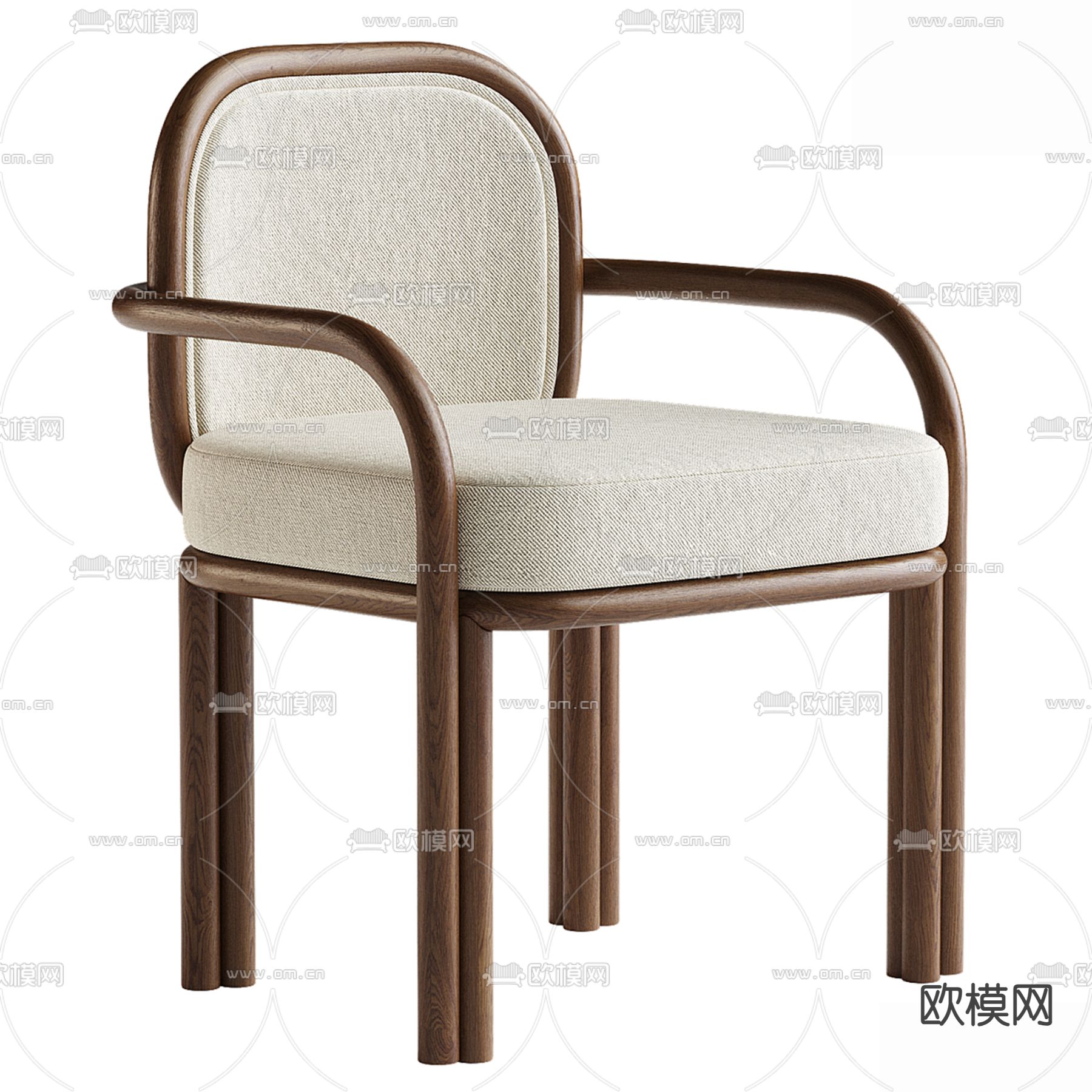 中古风椅子 单椅 餐椅su模型下载（渲染图3）