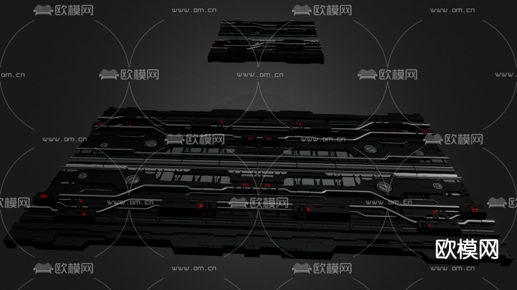 科幻电路板 金属部件3d模型下载（渲染图1）