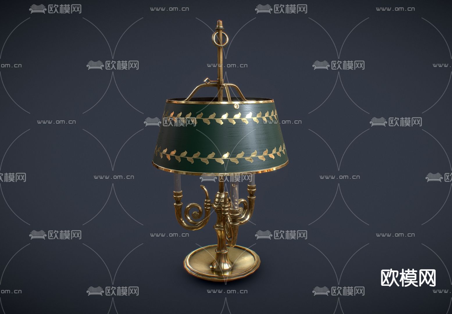 欧式台灯su模型下载（渲染图2）