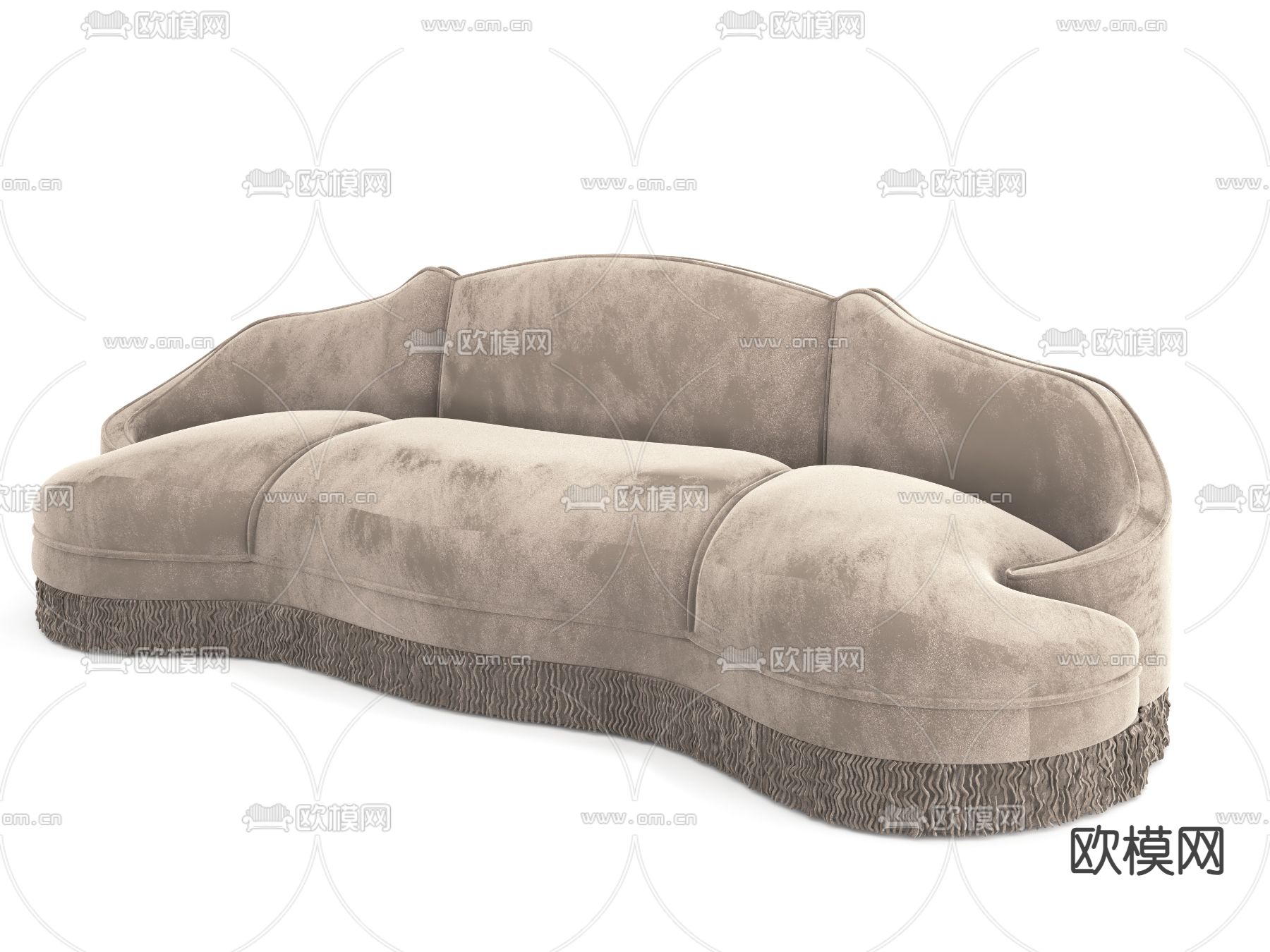 欧式沙发 多人沙发3d模型下载（渲染图1）