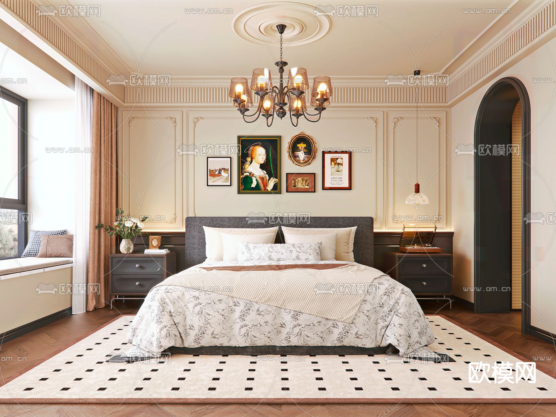 法式卧室 主人房3d模型下载