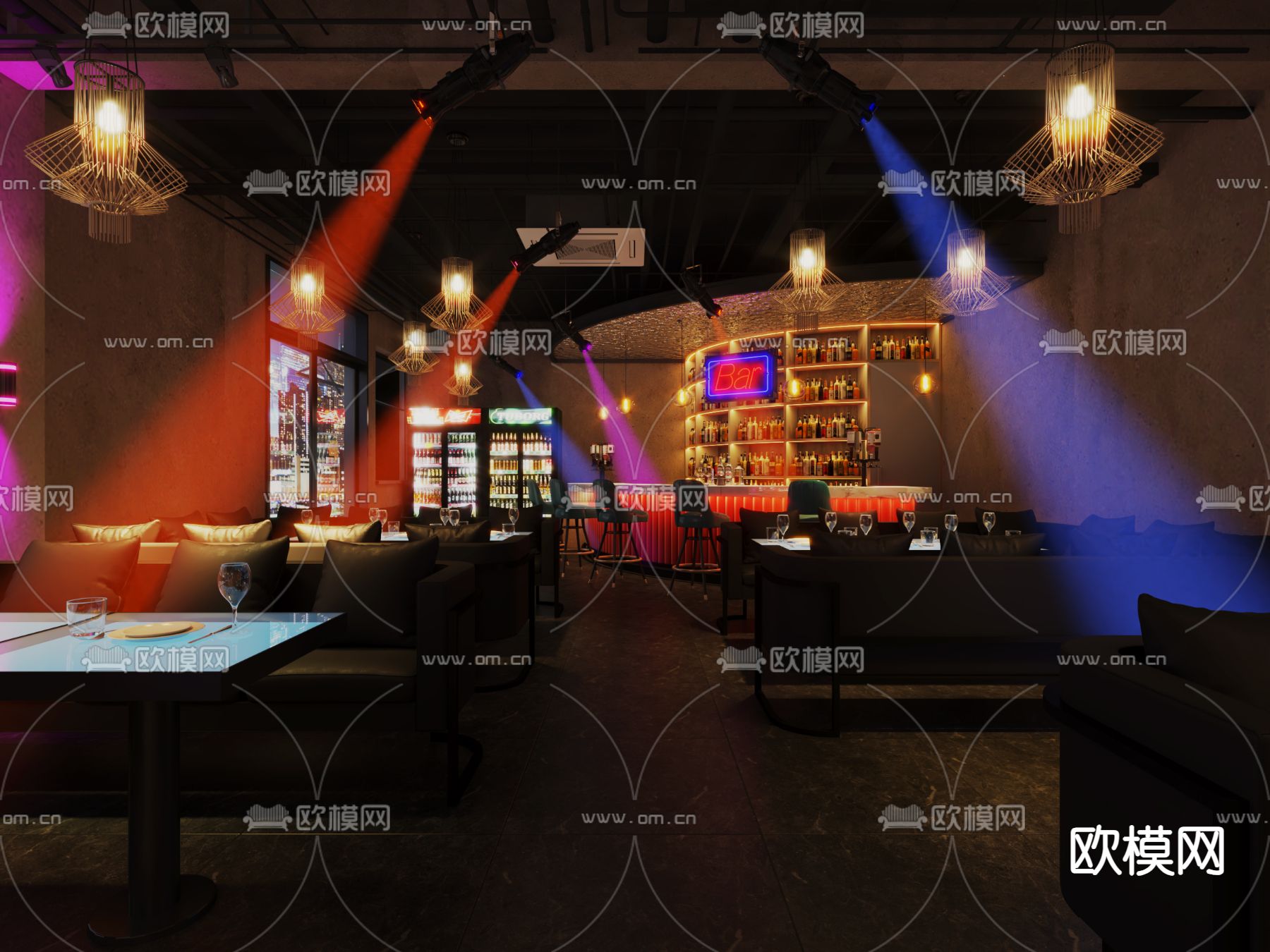 工业风酒吧 酒馆3d模型下载（渲染图3）