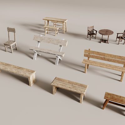  户外座椅 长凳su模型 