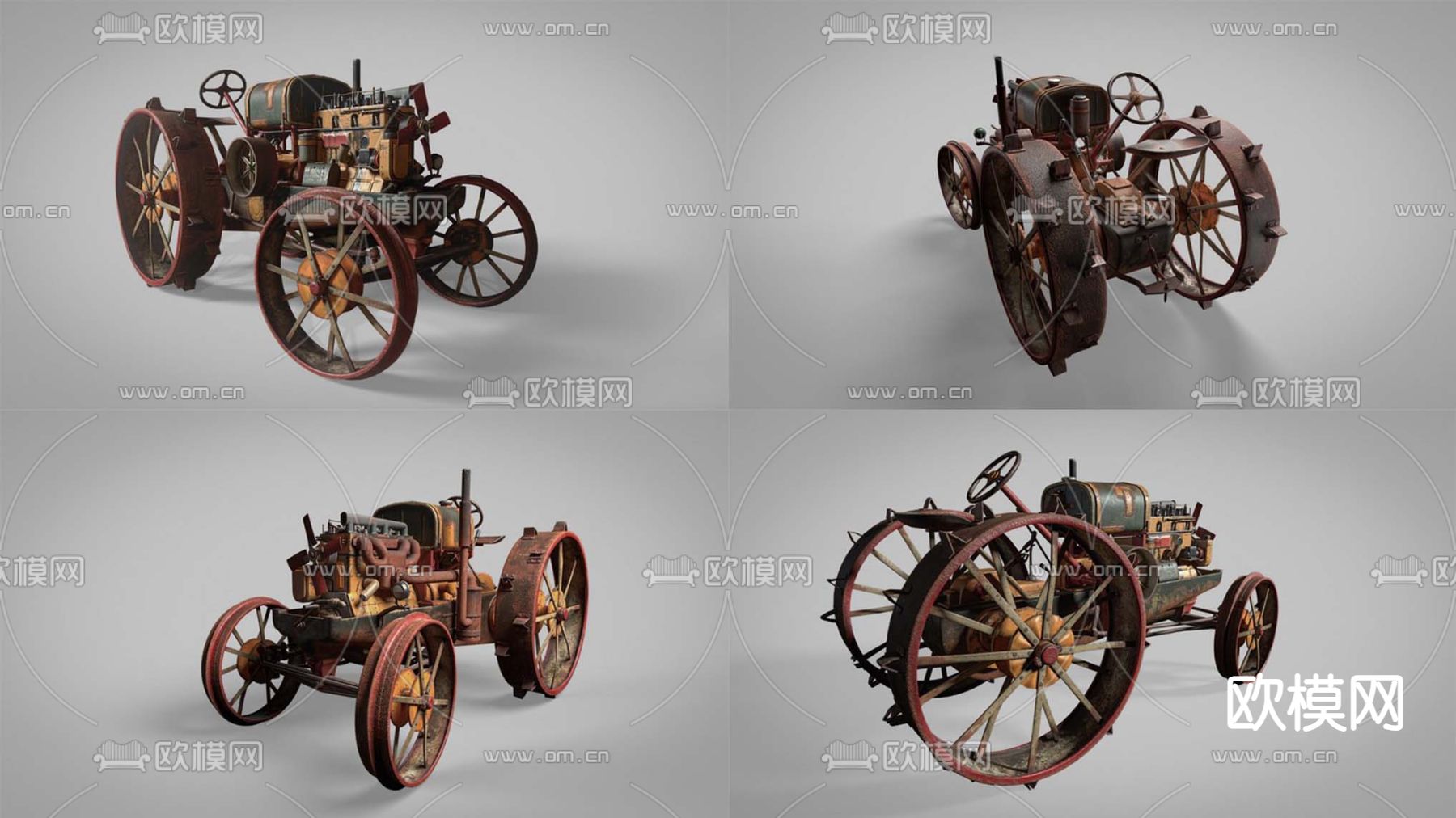 蒸汽机 老爷车 农用拖拉机3d模型下载