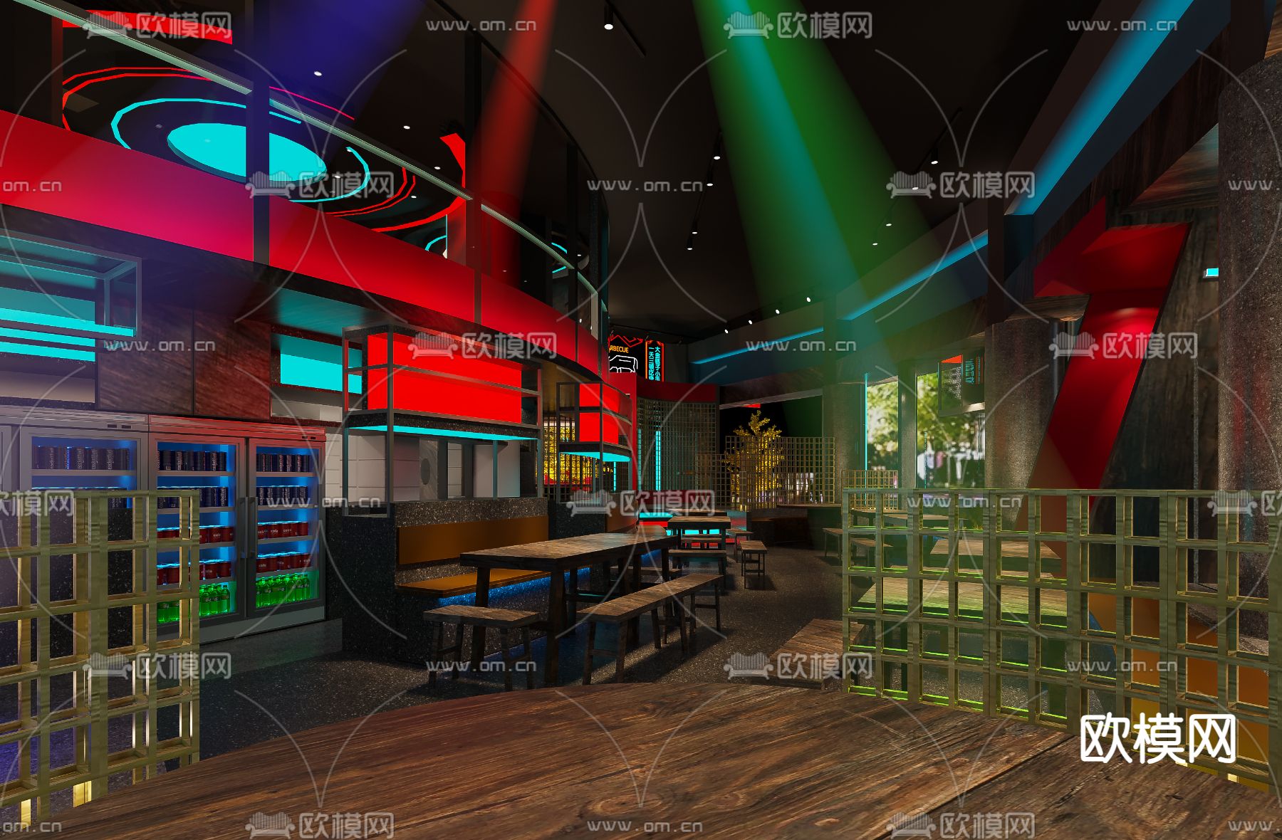 工业风烧烤店 烤肉店3d模型下载（渲染图2）