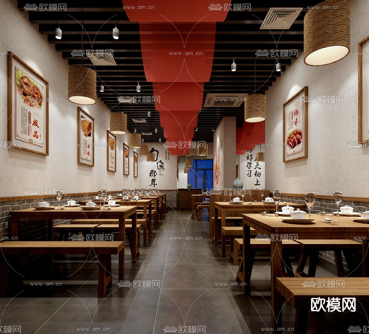 中式烧烤店3d模型下载（渲染图3）