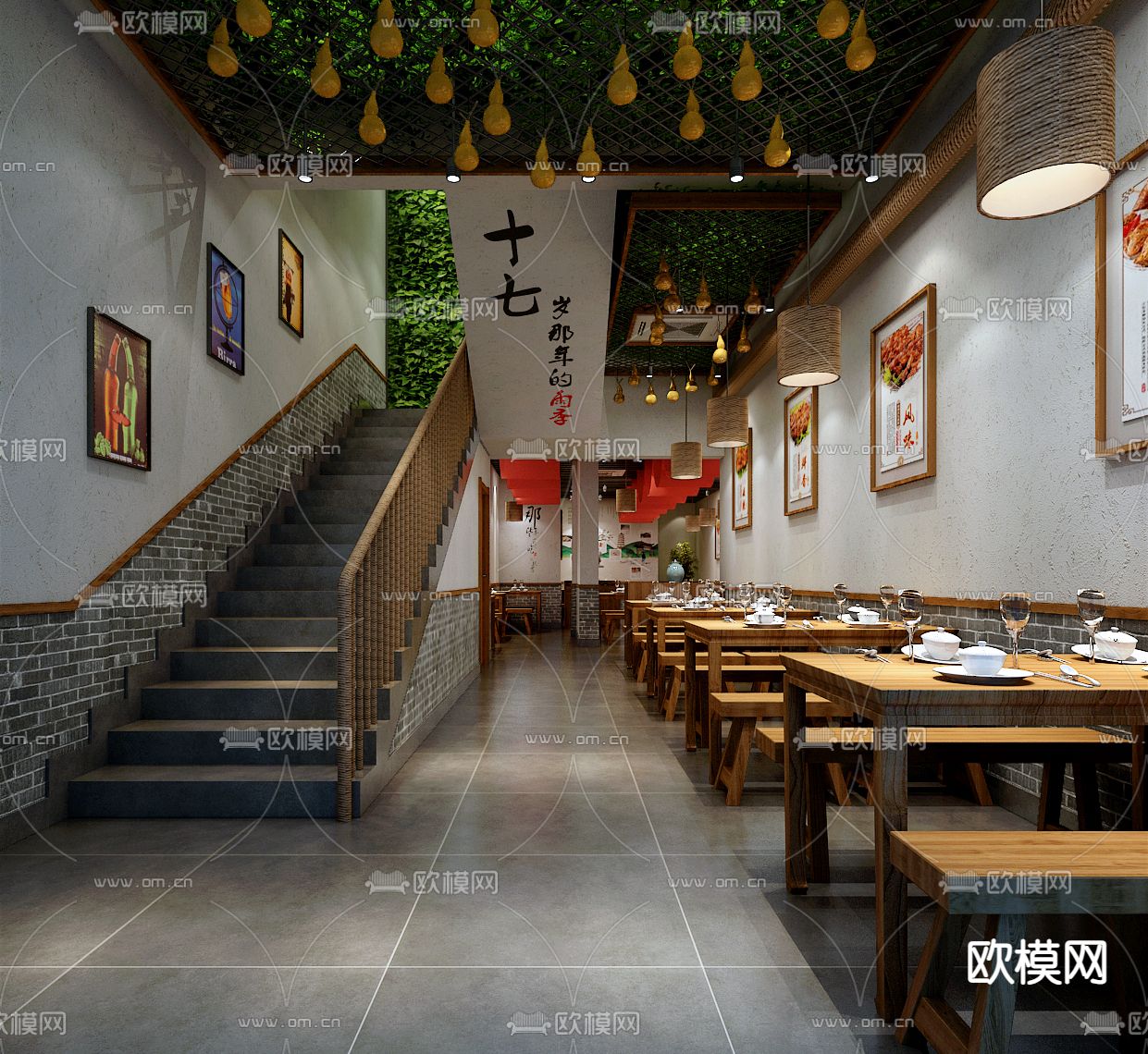 中式烧烤店3d模型下载（渲染图2）