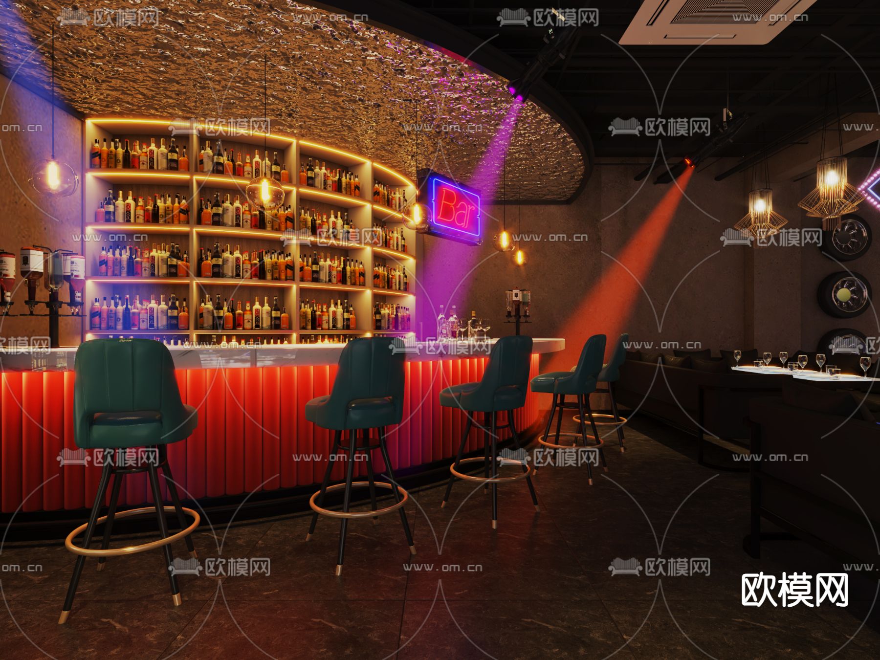 工业风酒吧 酒馆3d模型下载（渲染图1）