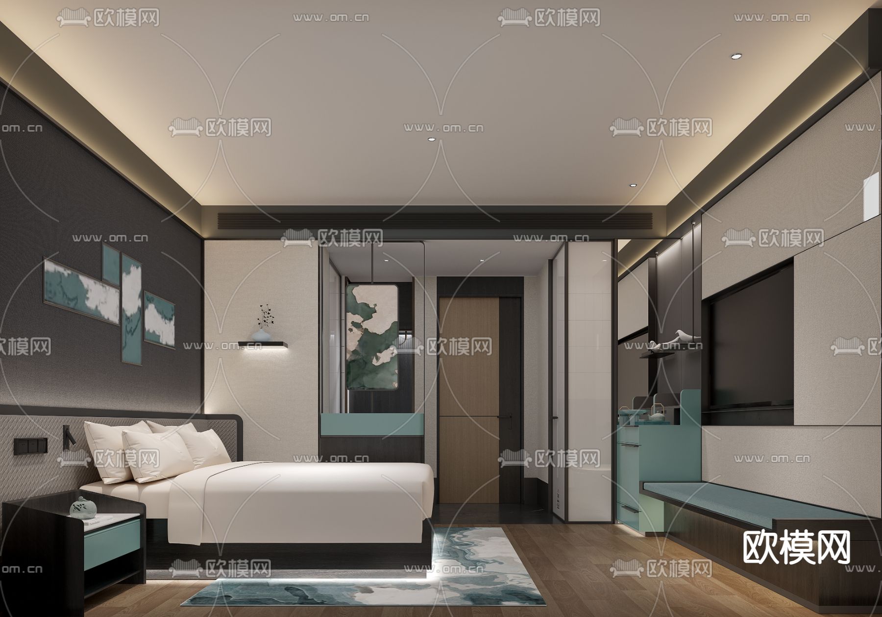 酒店客房 大床房3d模型下载