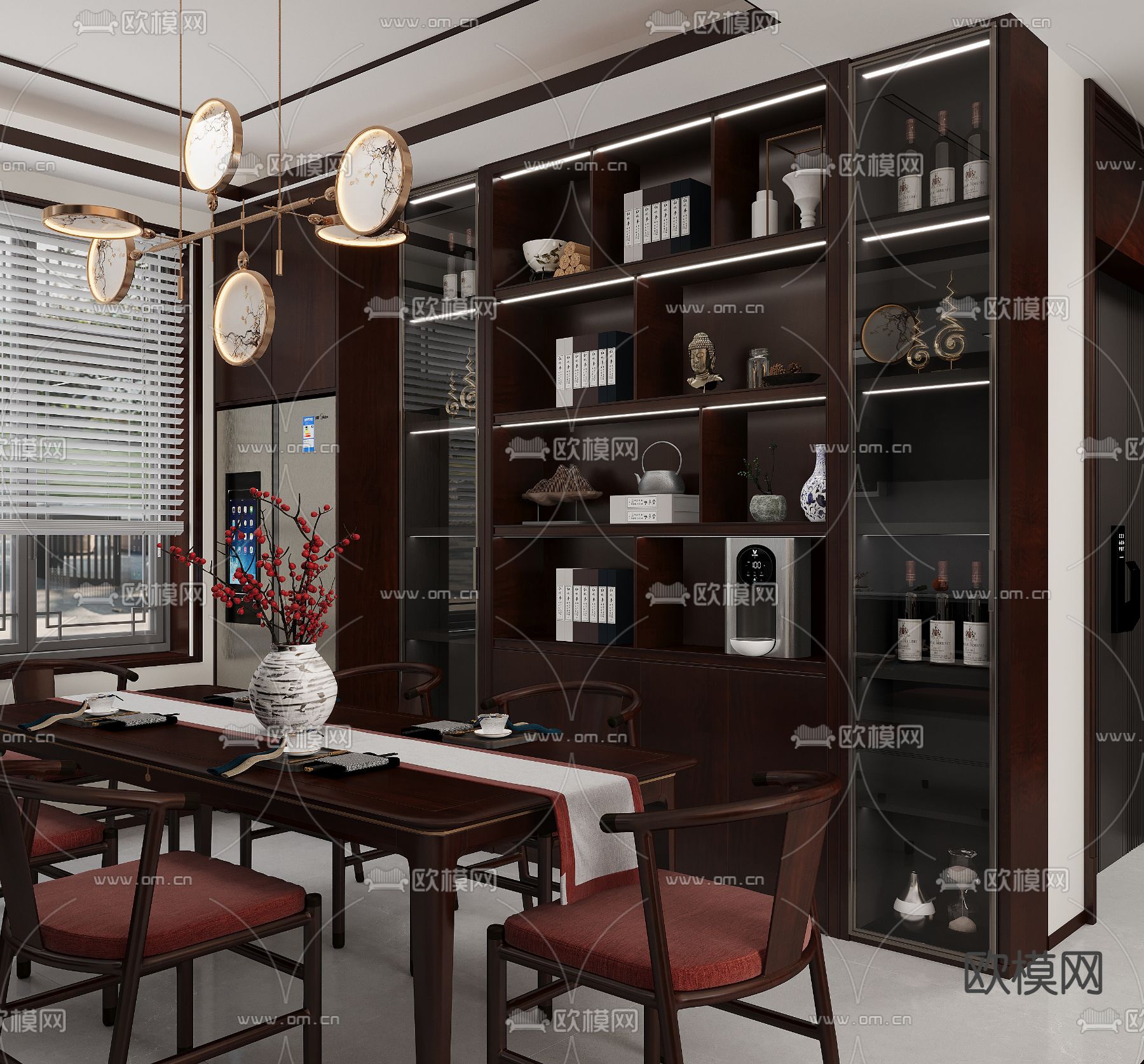 新中式餐厅3d模型下载