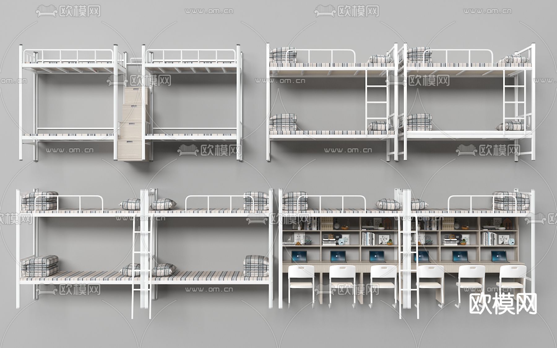 宿舍床 上下床 高低床3d模型下载
