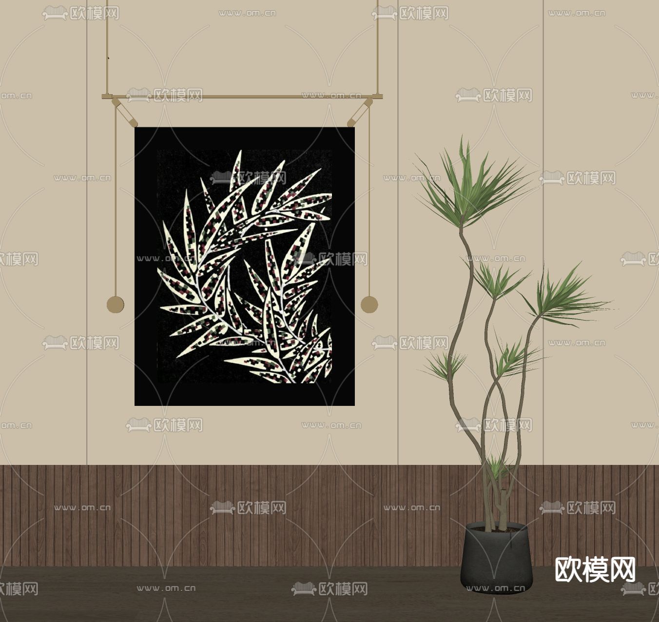 中古风装饰画su模型