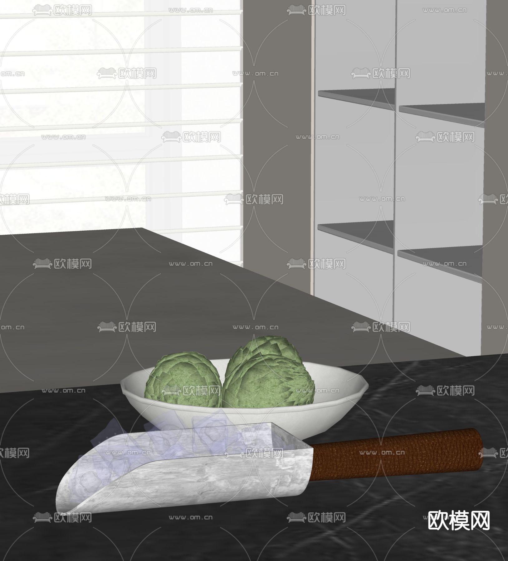 果盘 水果 托盘 铲冰刀su模型下载（渲染图1）