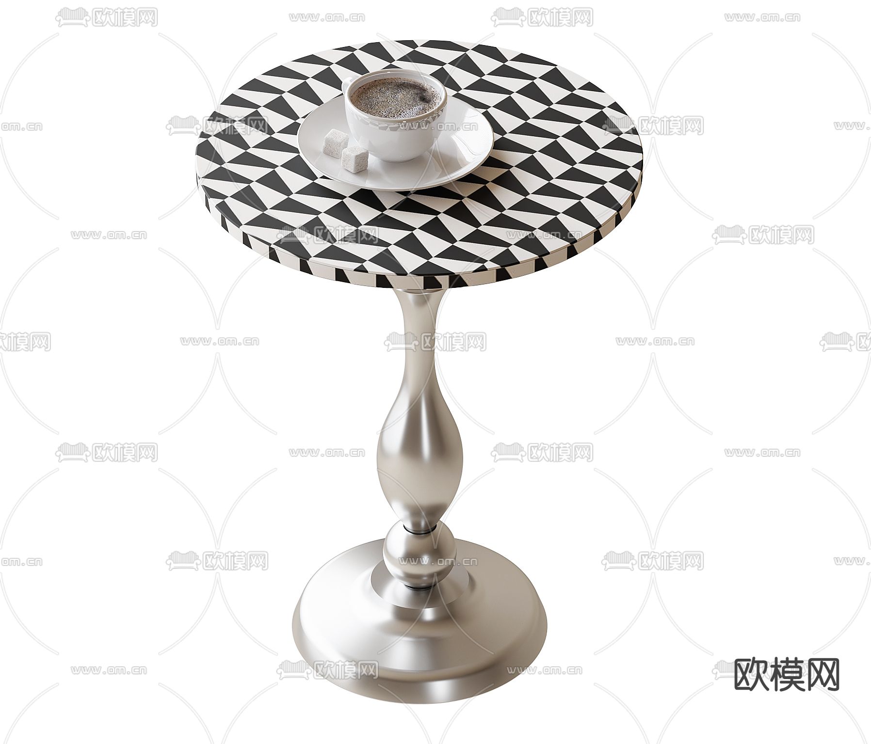 法式边几 角几su模型下载（渲染图2）