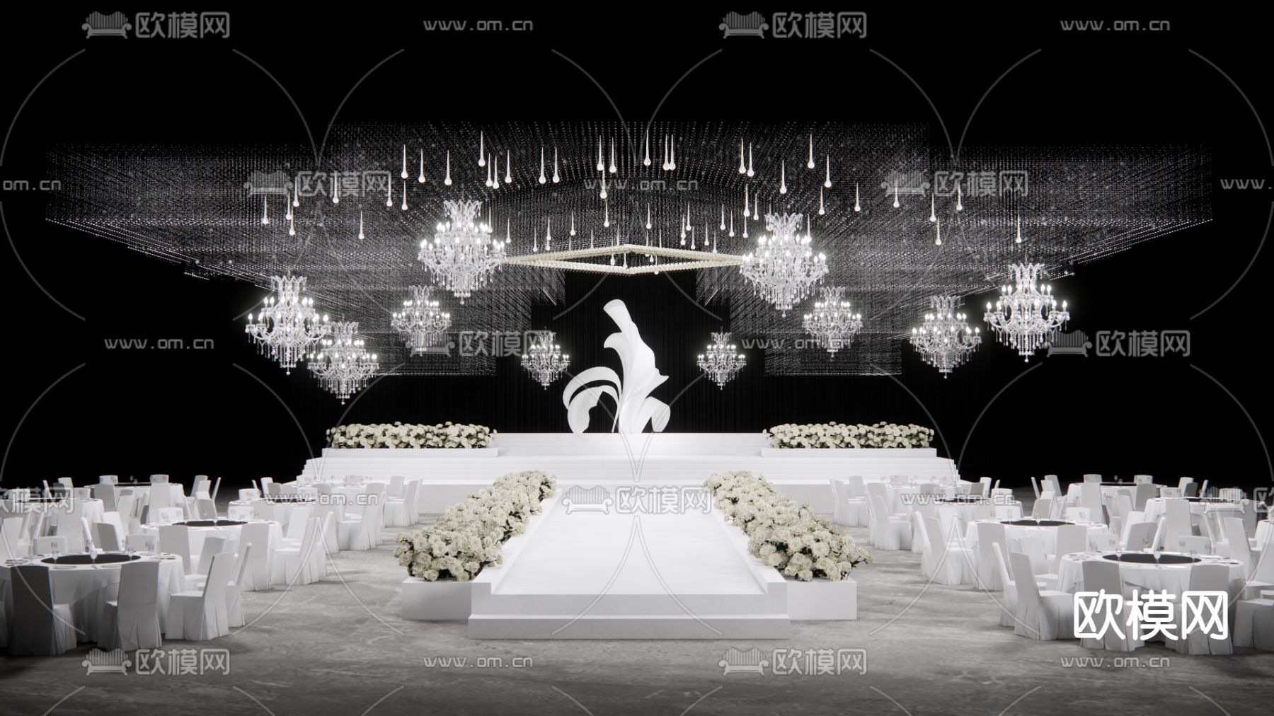 水晶吊顶婚礼su模型下载（渲染图3）