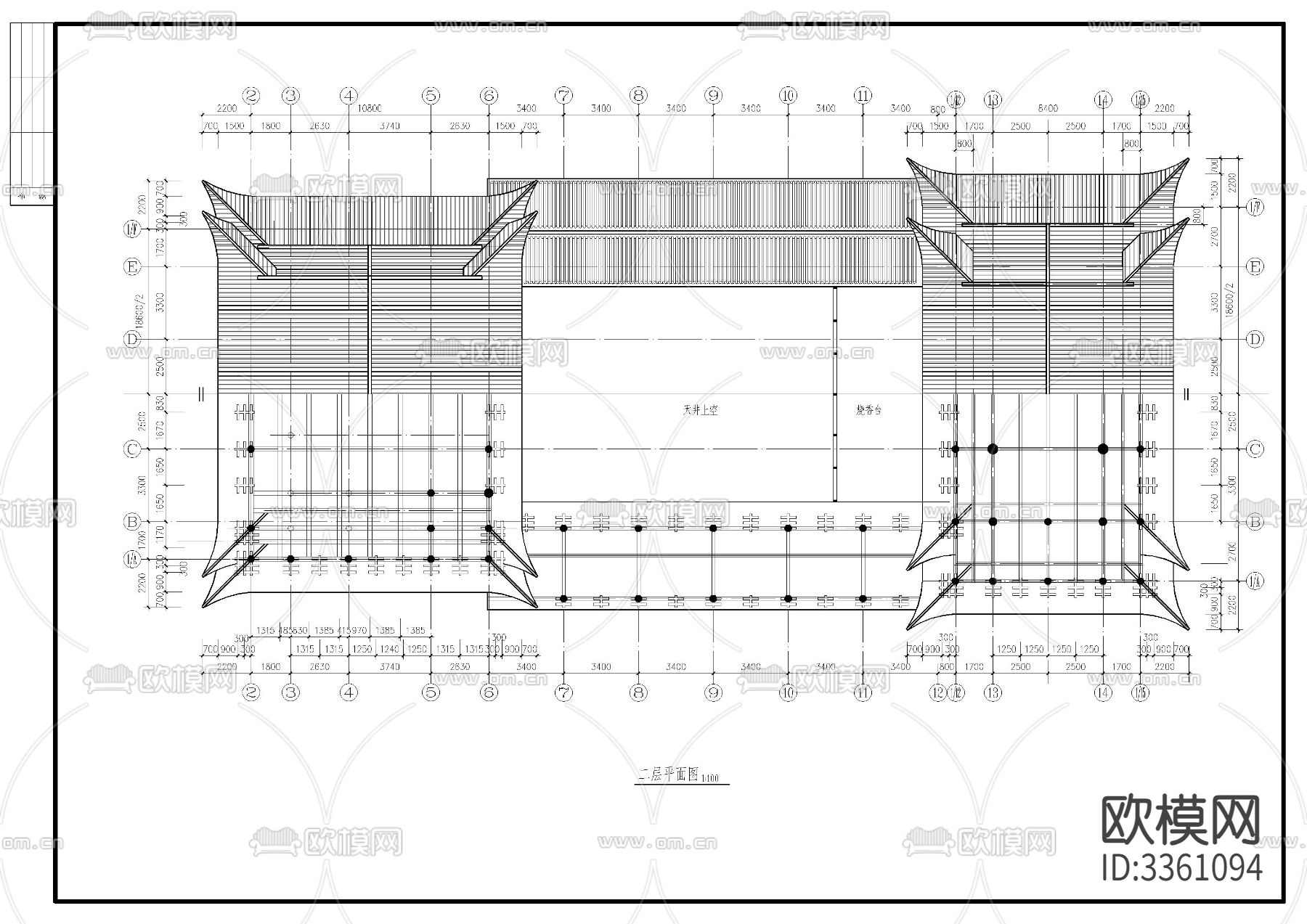 古建筑祠堂戏台CAD施工图下载（渲染图3）