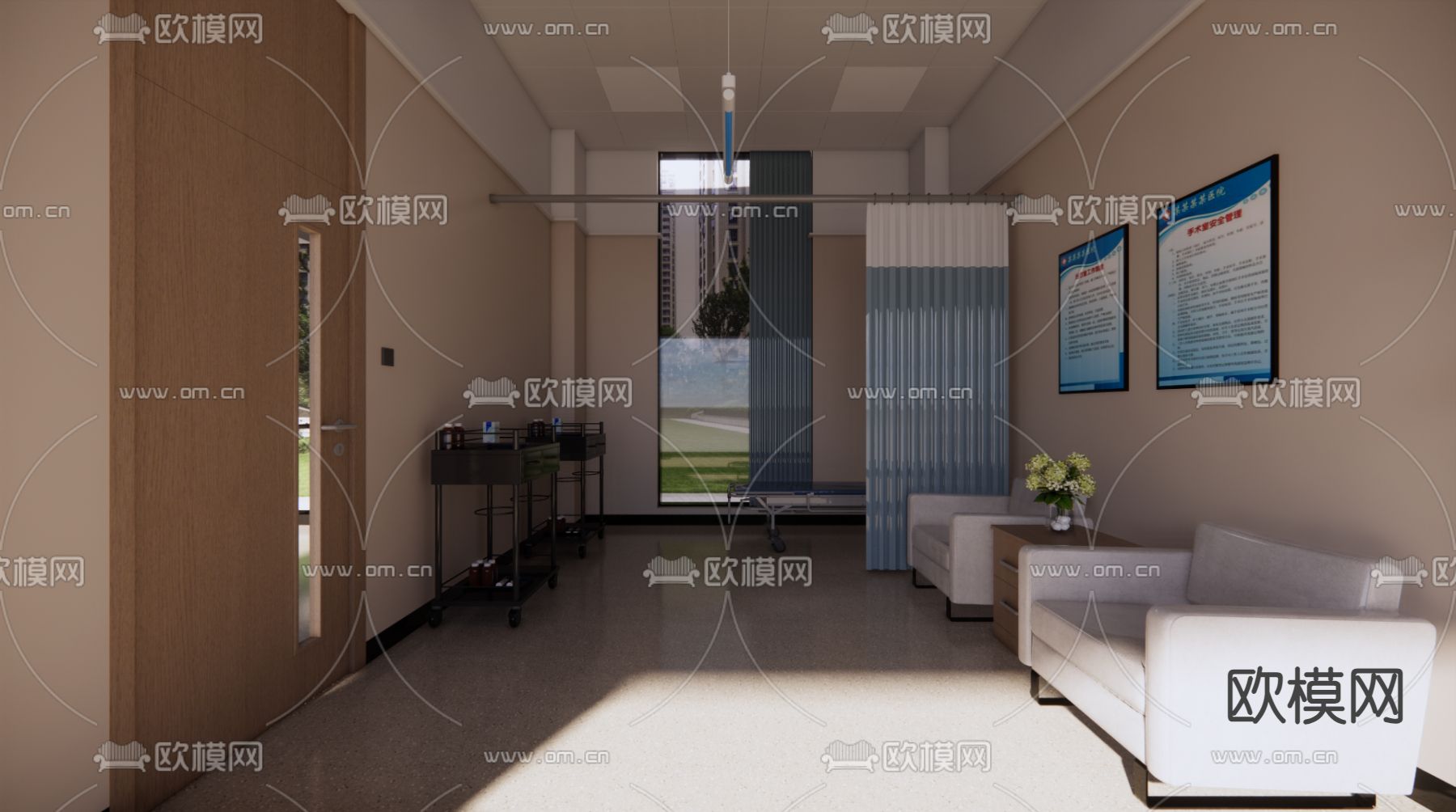 医院诊所 观察室 诊疗室su模型下载（渲染图2）
