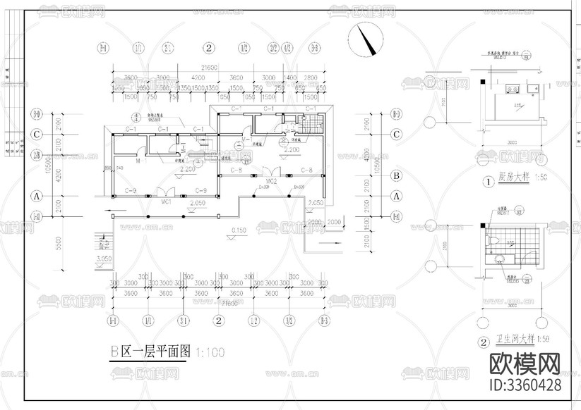 仿古商業(yè)建筑CAD施工圖下載(渲染圖9)