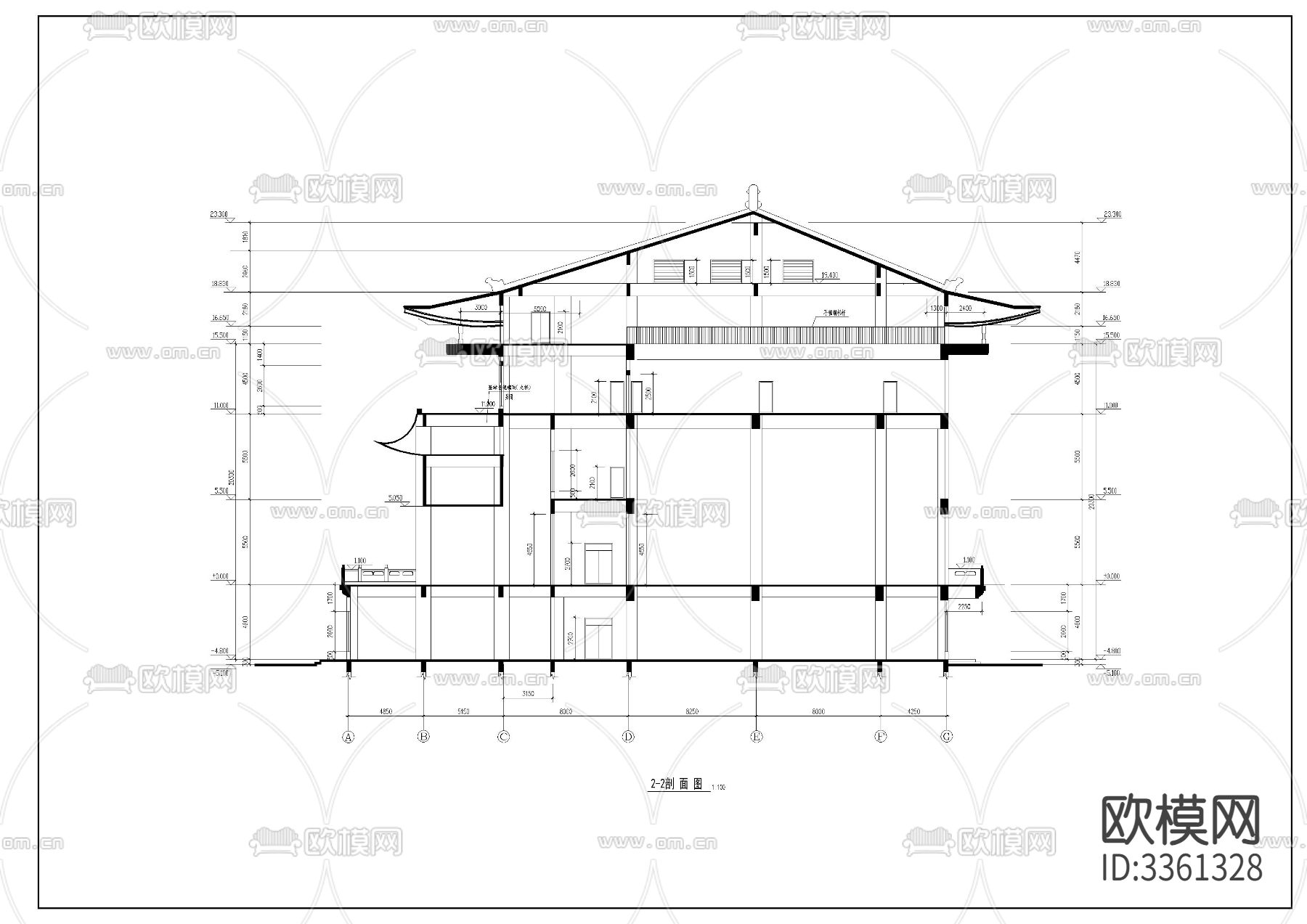 静音寺建筑CAD施工图下载（渲染图1）