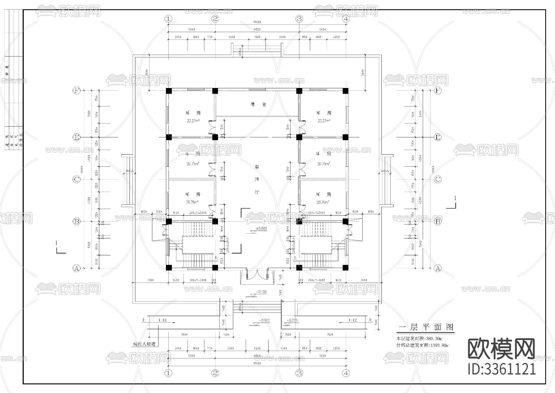 古建筑佛塔CAD施工图下载（渲染图3）