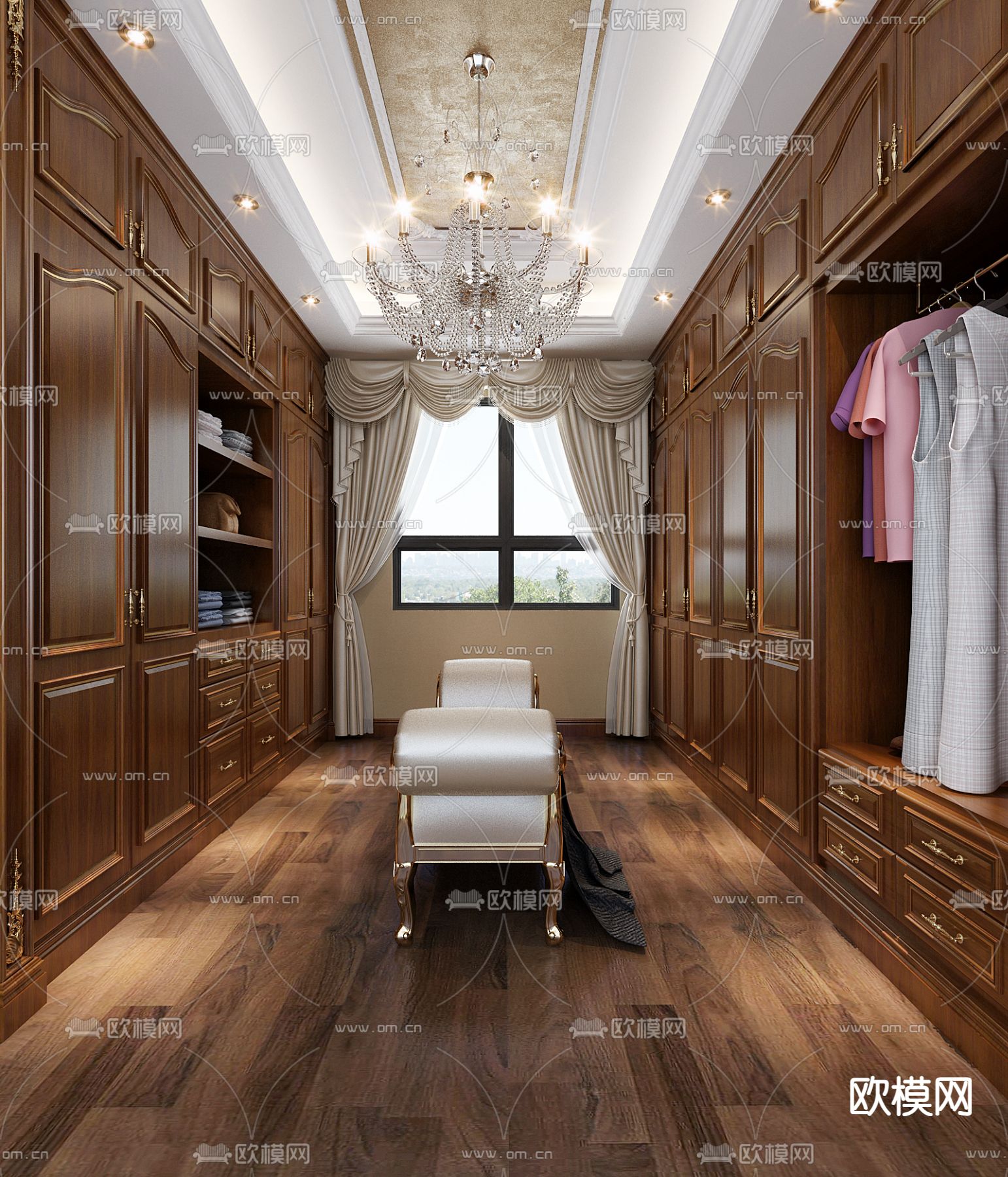 欧式衣帽间3d模型下载
