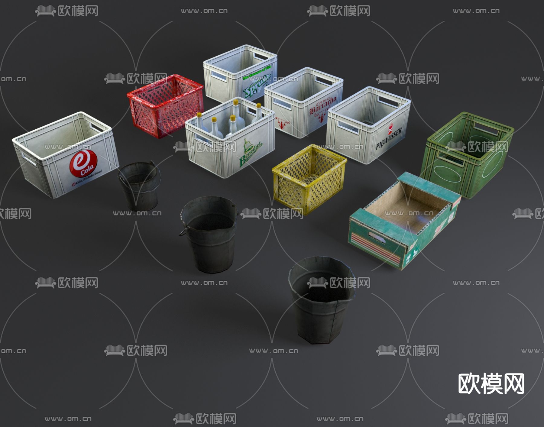 工业风塑料箱 储物箱3d模型下载