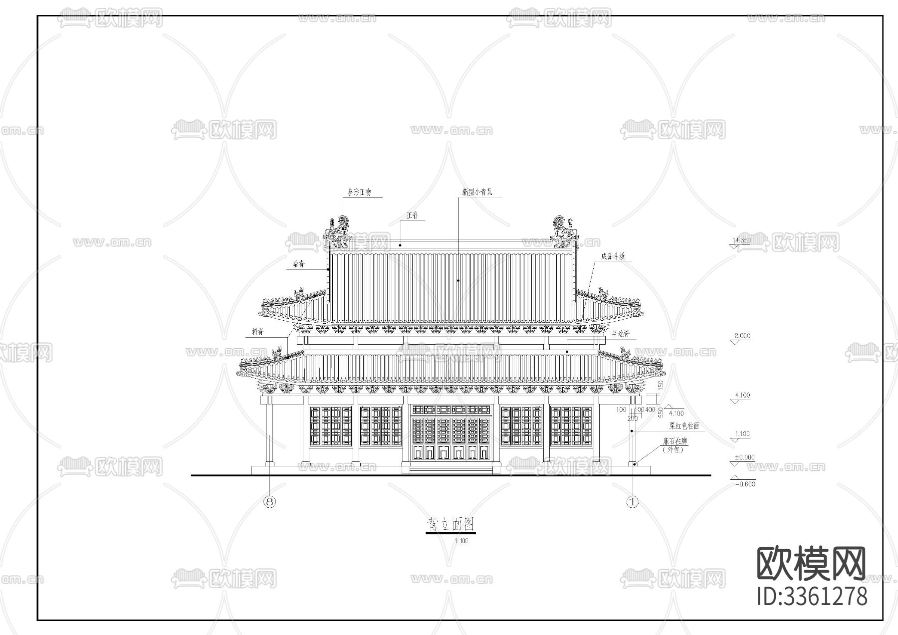 金殿CAD施工图下载（渲染图1）