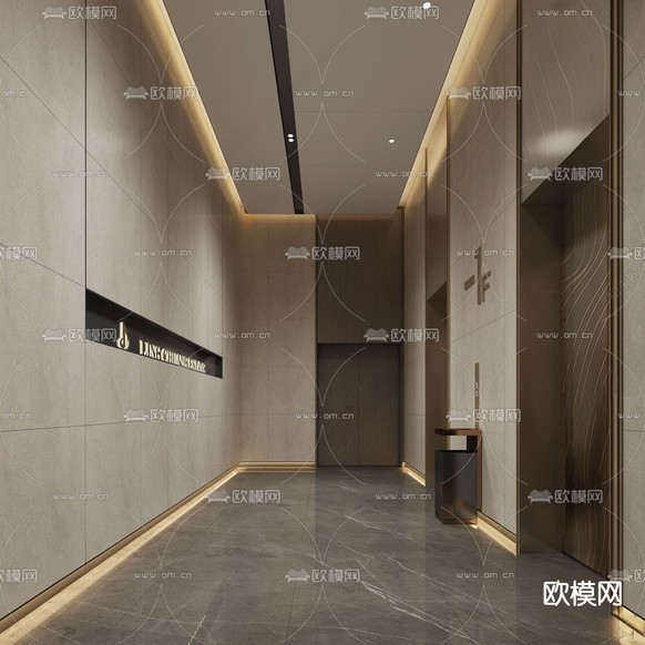 轻奢电梯间 电梯厅3d模型下载