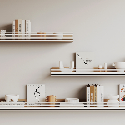  现代墙面置物架su模型 