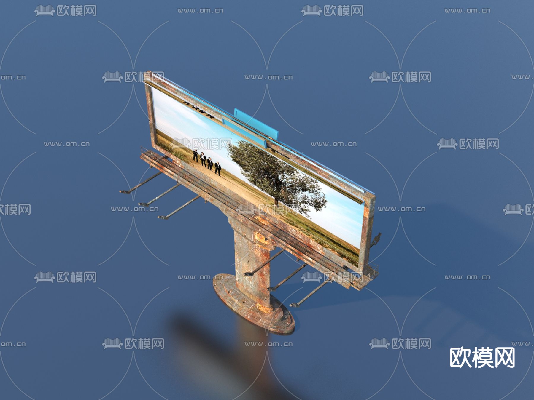 工业风广告牌 老旧广告架3d模型下载