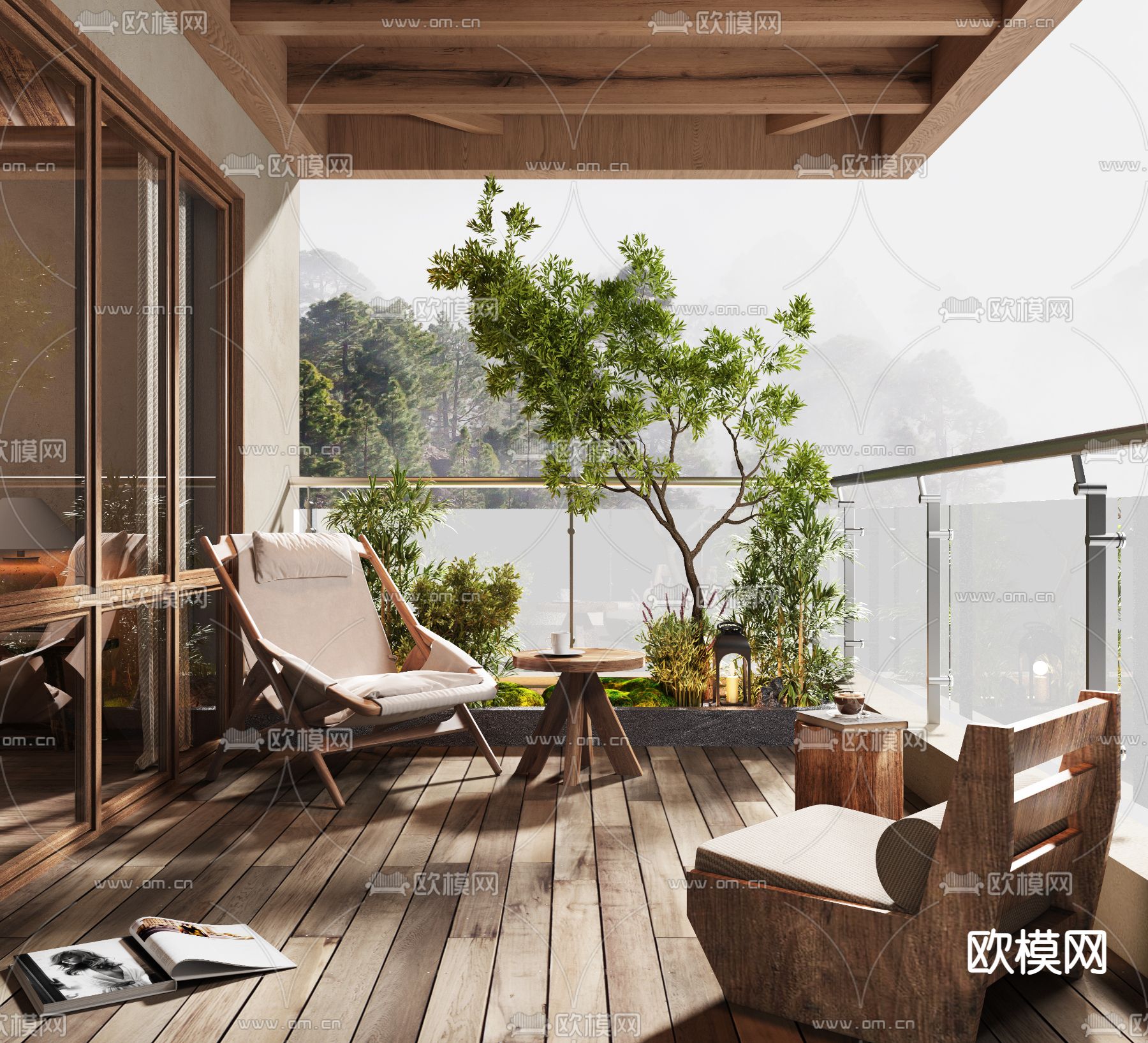 生活阳台 休闲阳台3d模型下载（渲染图1）