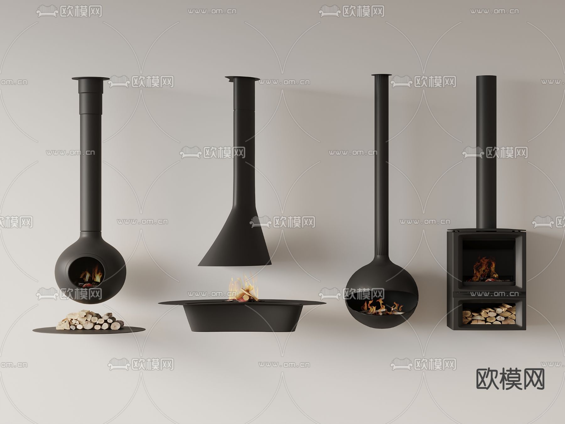 悬挂式壁炉 火炉3d模型下载
