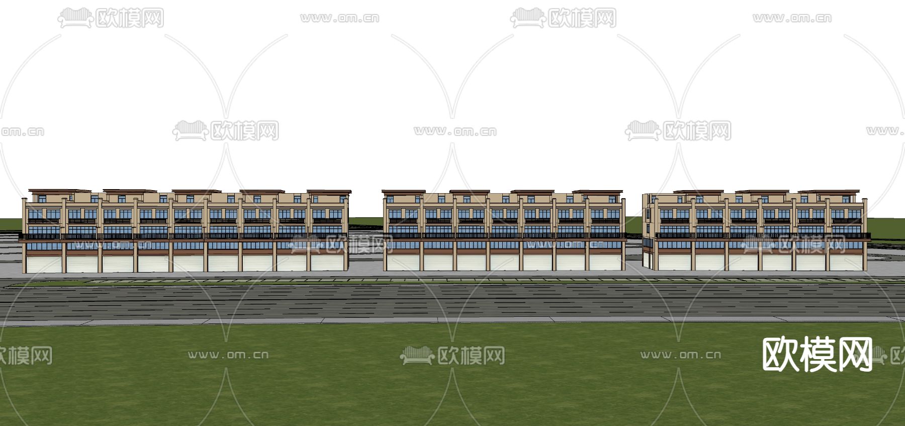 沿街农贸市场su模型下载（渲染图3）