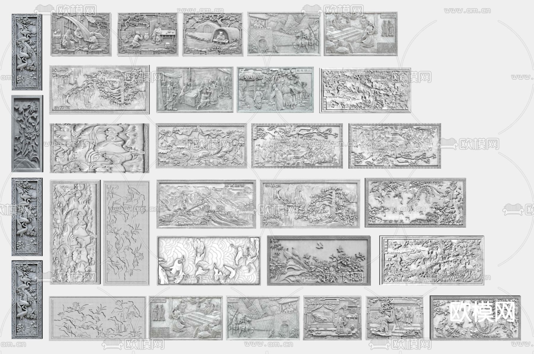 中式浮雕景墙 文化浮雕su模型下载（渲染图1）